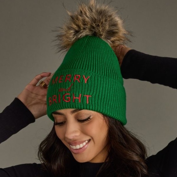Panache Green Merry & Bright Knit Pom Hat - Picture 1 of 3